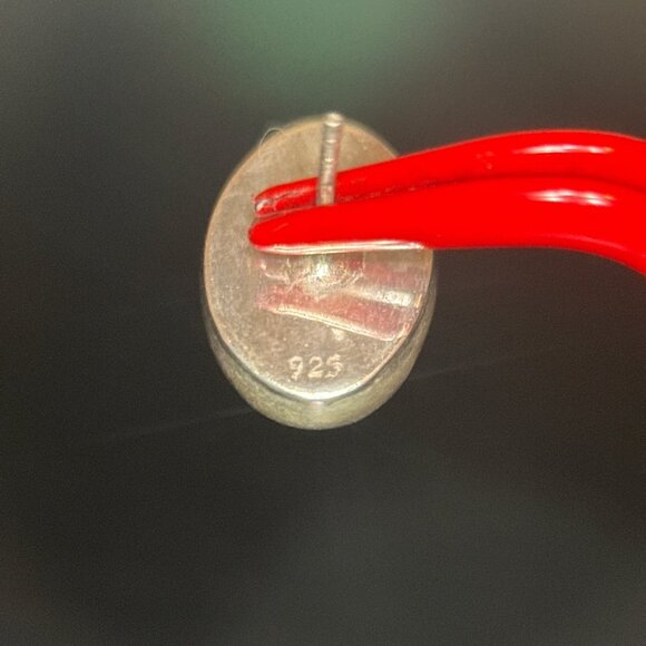 925 Oval Shaped Turquoise Stud Earrings - Picture 4 of 6